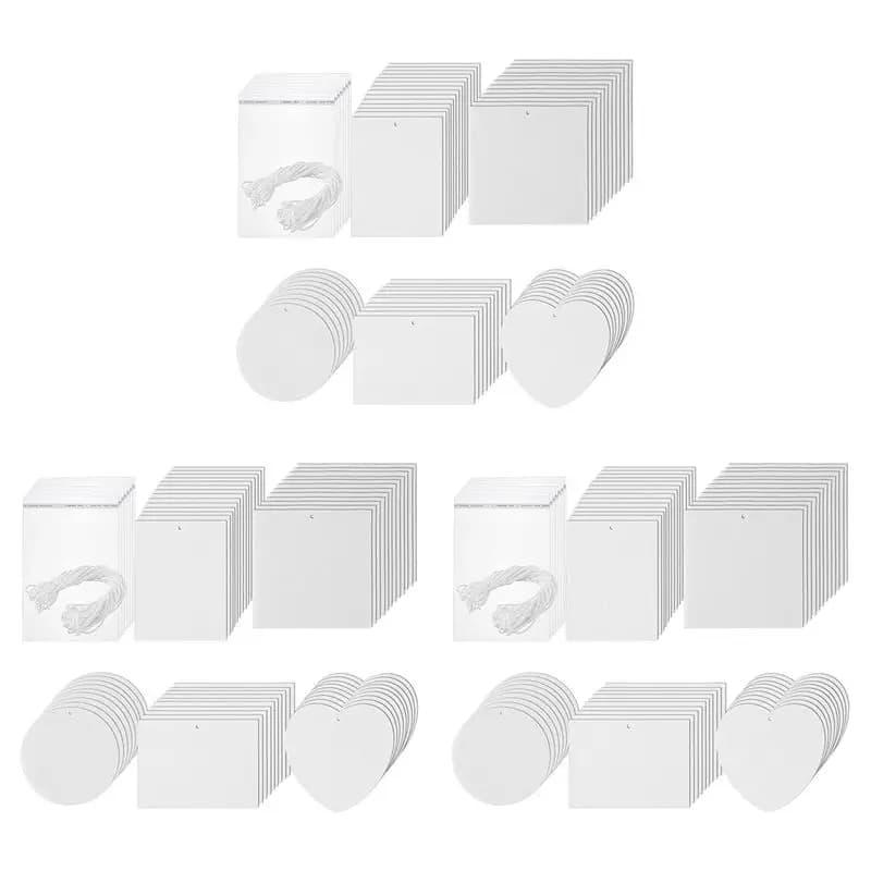 AT05-150PCS Sublimation Air Freshener Sheets Felt Air Freshener Rectangle Fragrant Sheets With Rope For Car Decoration