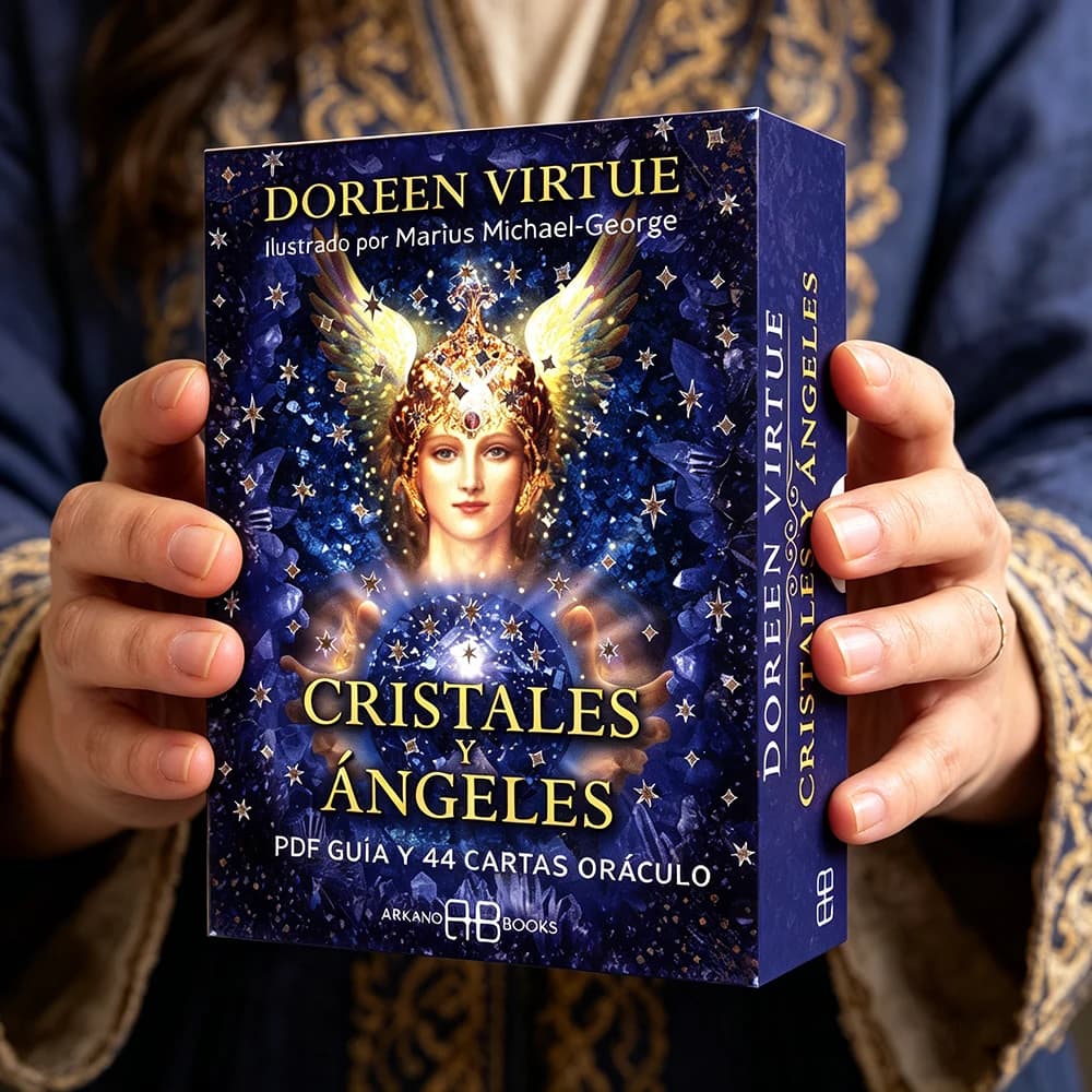 NUOVO Oracle in Spagnolo 12x8.7CM Crystal Angels Oracle Cards: Mazzo di 44 Carte con Parole Chiave Versione Spagnola con Oracle in Scatola