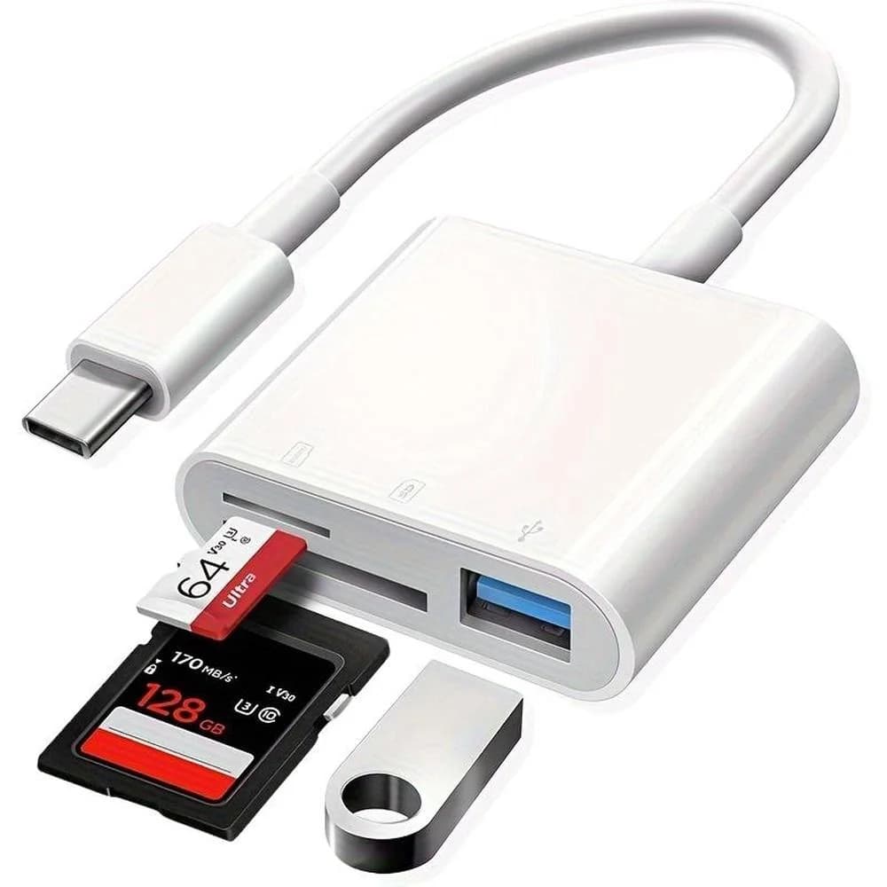 3 in 1 Type-C Memory Card Reader Adapter SD TF CF USB-C for MacBook pro MacBook Air USB3.1 Gen2 High-Speed Data Transfer
