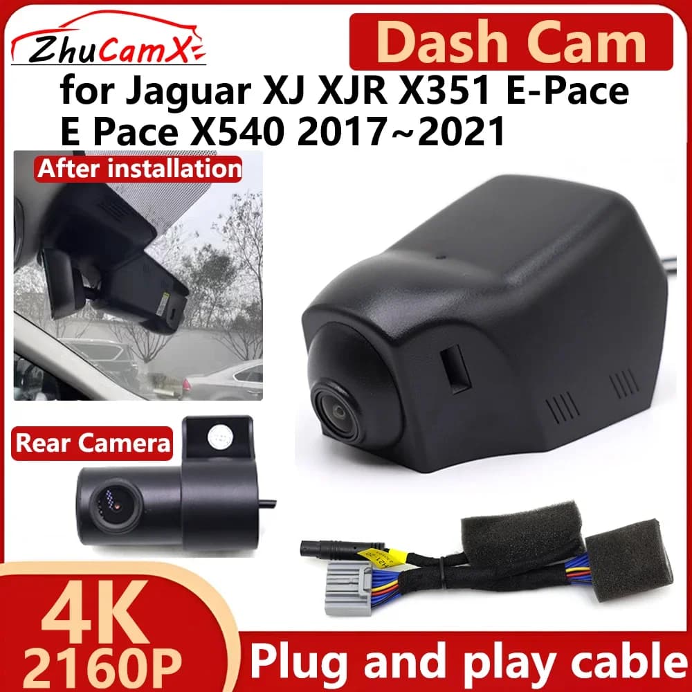 ZhuCamX Jaguar XJ XJR X351 E-Pace And Peace X540 2017 2018 2019 2020 2021 4K 2160P Auto DVR Dash Cam Camera Night Vision Recorder