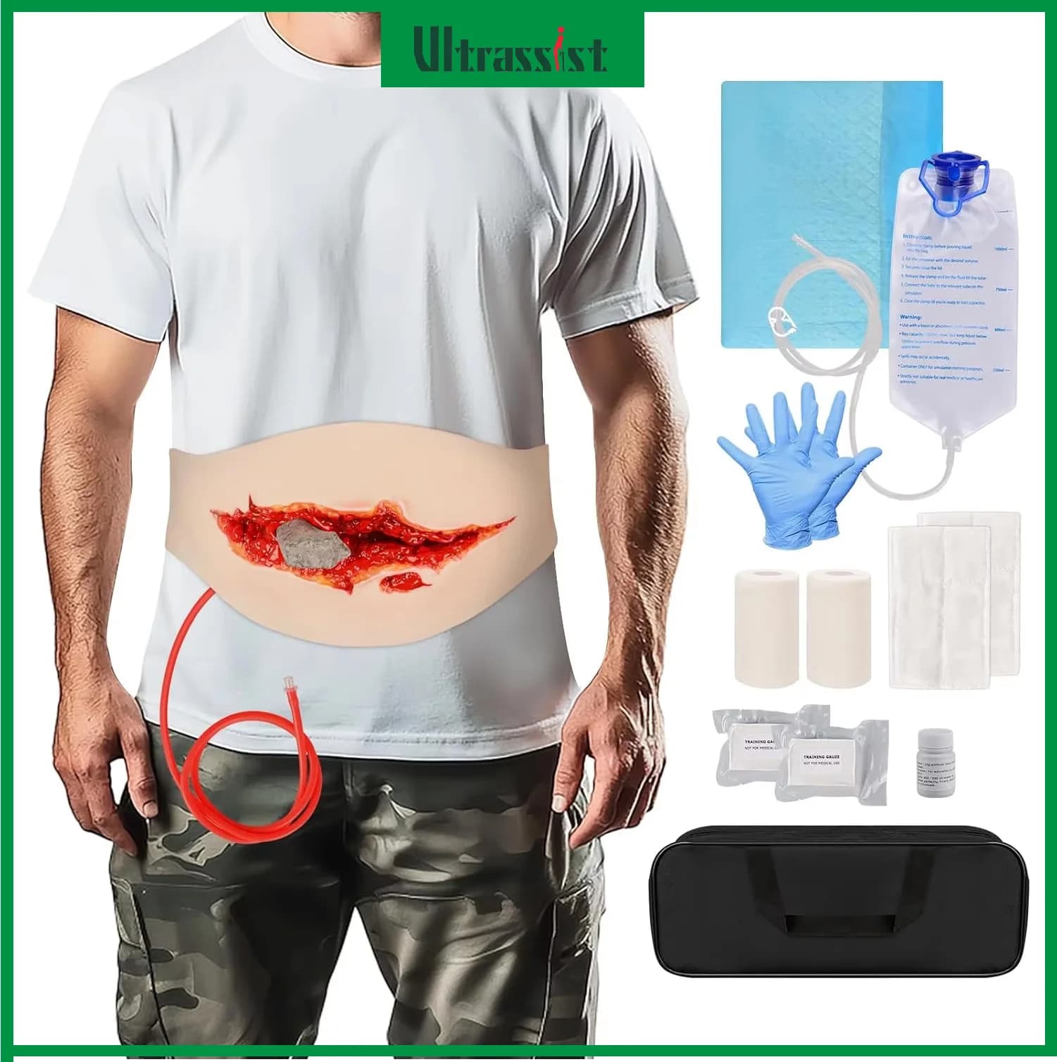 Kit di addestramento Ultrassist Wearable Wound Belly Model per la preparazione e l'allenamento sul riempimento di ferite e sul ferma-ferite per l'educazione medica di primo soccorso