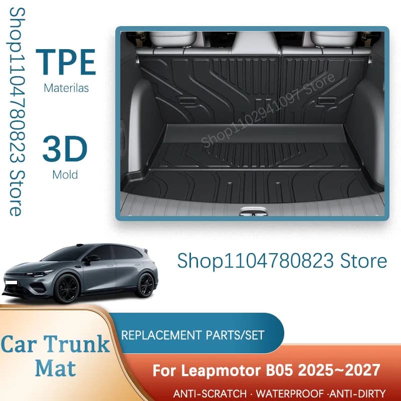 Car Rear Trunk Mats For Leapmotor B05 2025 2026 2027 Waterproof Pads Back Cargo Liner Back Seat Covers Interior Auto Accessories