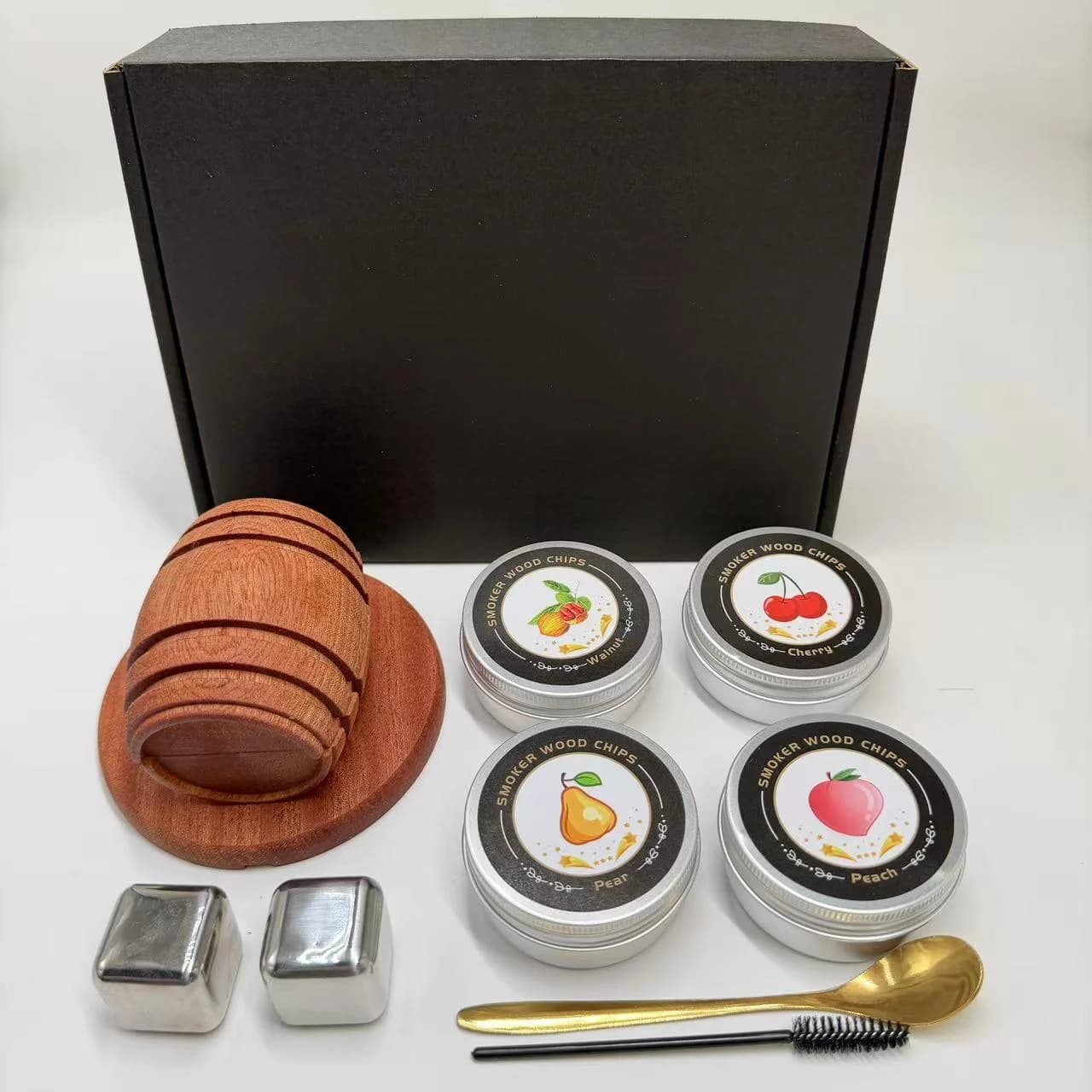 Kit Affumicatore per Whisky a 4 Gusti, Set Classico per Infusione Cocktail con Trucioli di Legno e Cubetti di Ghiaccio per Bevande da Bar e Utensili da Cucina