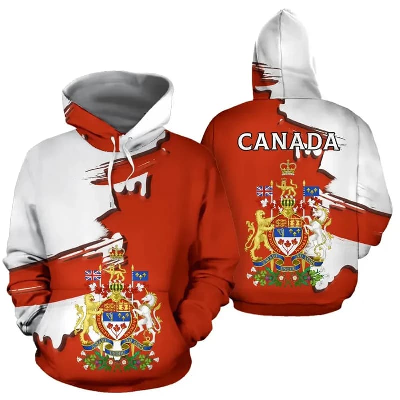 Men's Maple Leaf Canada Hoodie for Kids 3D Printing Fitness Hoodies Outdoor Sports Running Long Sleeved Pullover Top