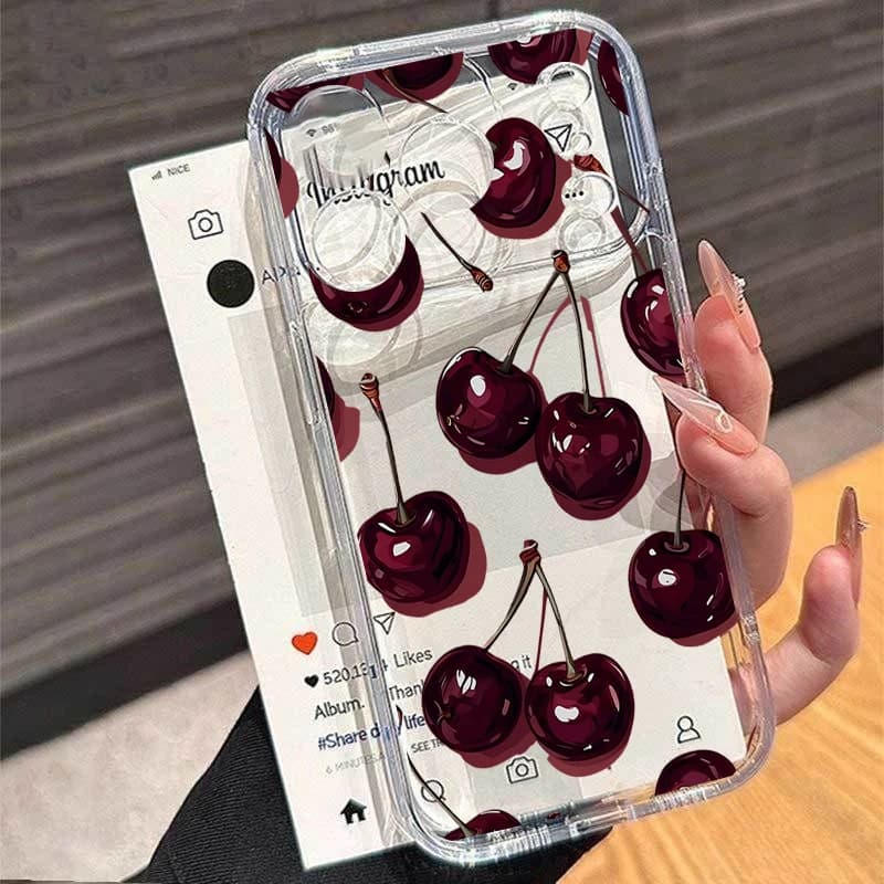 Vino Rosso Ciliegia Trasparente TPU Caso Per Xiaomi 15T Pro POCO X7 X6 X5 X3 NFC F5 Pro F3 M3 Mi 11 Lite 5G NE 11T Pro Copertura Del Telefono