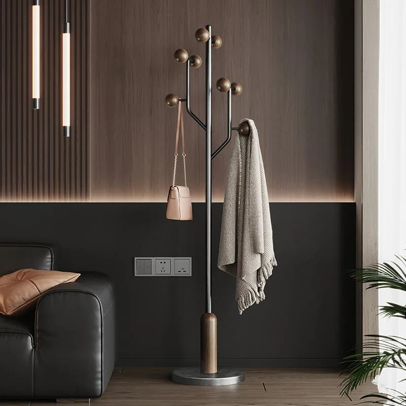 Stainless steel hanger with wooden hooks tree-shaped clothes hangers for hotel/house Elegant clothes hangers for storage room tree