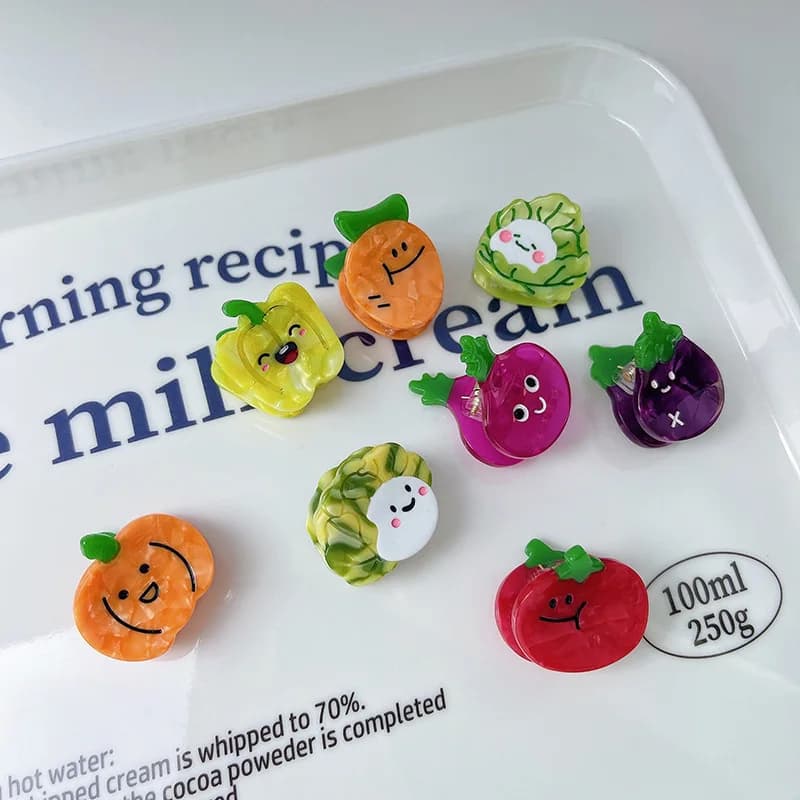 Cute mini cartoon grab clip small bangs clip side hairpin broken hair tomato small grab clip half tie hairpin