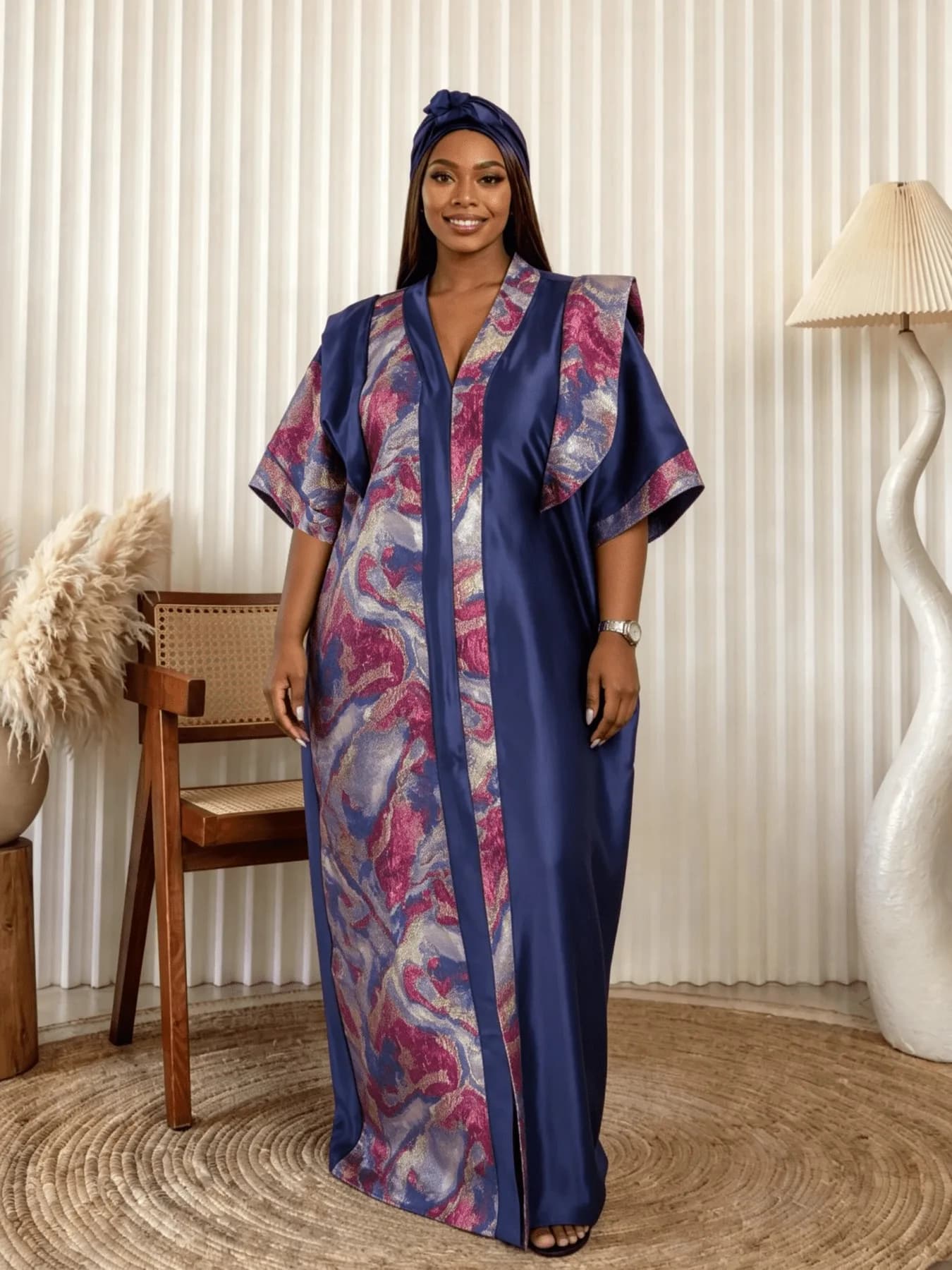Womens Plus Size Printed Embroidered Traditional Middle Eastern Robe Loose Long Islamic Abaya Dress African Plus Size