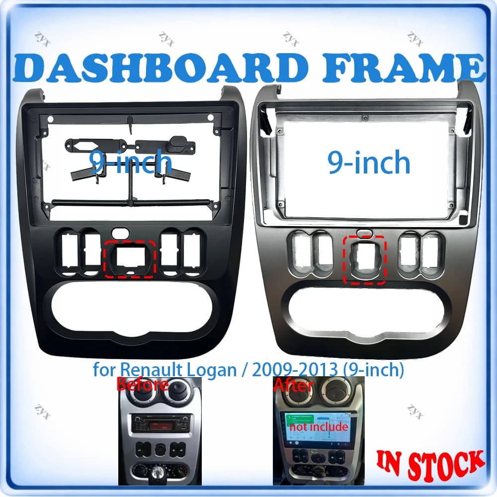 Car Radio Fascia Frame For Renault Logan 2009-2013 9 inch With Canbus Decoder & Wiring Harness Car Accessories Plug & Play