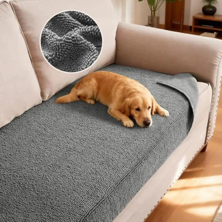 Copridivano Antiscivolo per Animali Domestici, Protezione per Letto per Cani in Ciniglia, Copridivano Spesso e Morbido, Lavabile, Adatto agli Animali Domestici