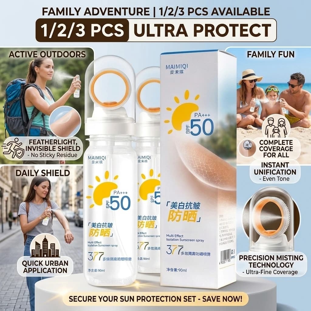 1/2/3Pcs Summer Facial Sunscreen Spray Moisturizing Anti Wrinkle SPF50+ Multi Barrier Sunscreen Spray Body Neck beauty Skin Care