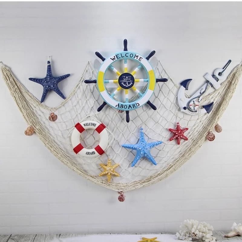 ‌ Set da parete mediterraneo, decorazione per rete da pesca per cameretta dei bambini, decorazioni creative da appendere alla parete, decorazione da parete unica per la cameretta dei bambini