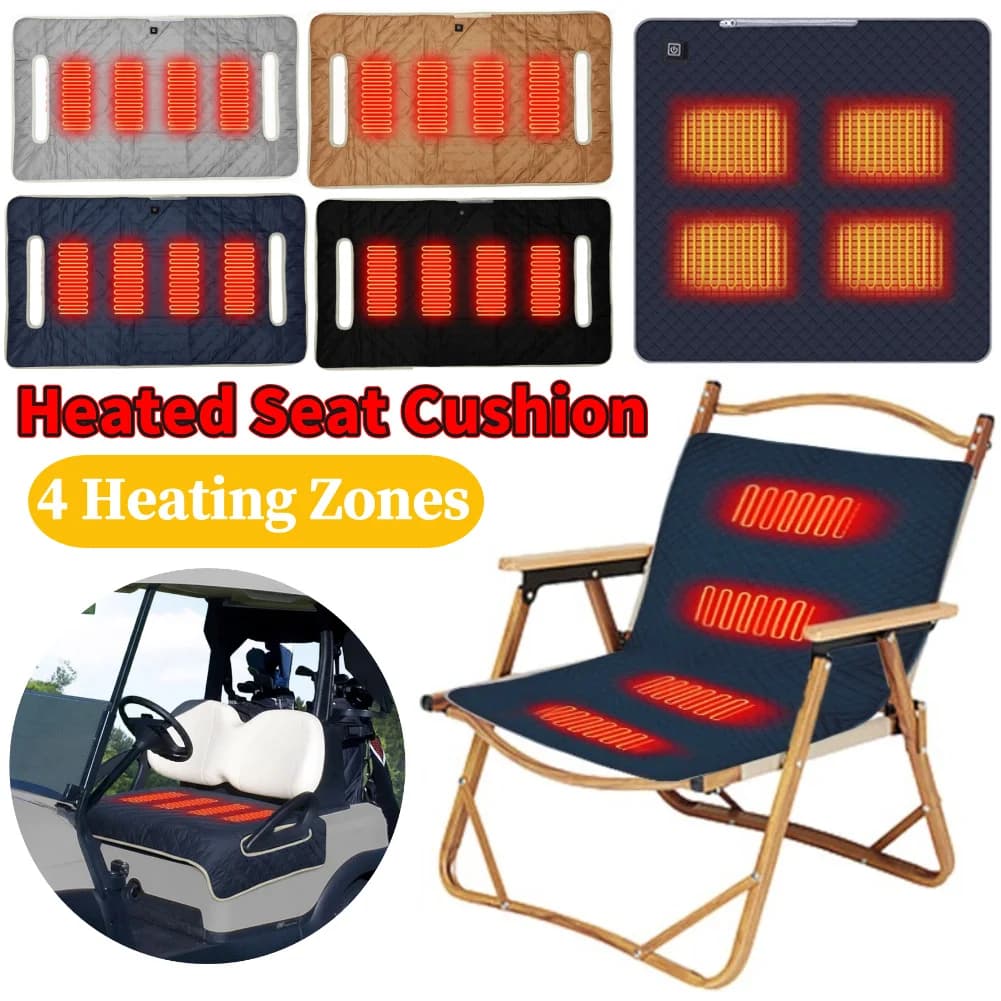 Cuscino Riscaldato con 4 Zone di Calore, Coperta Invernale per Sedile, Comoda Copertura per Sedile da Golf, Regalo per Amanti del Golf