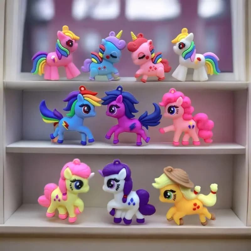 My Little Pony 9cm Princess Luna, Pinkie Pie Rarity and Cloudbelle Trendy Toy Figurines Birthday Gift for Girls, Home Decoration