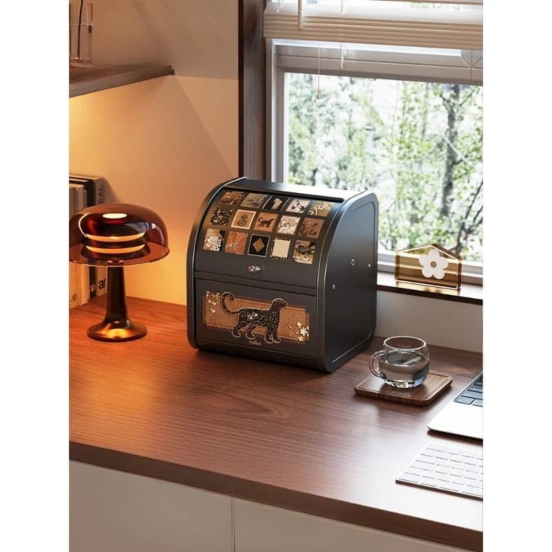 Desk box in medieval style, type drawer, shelf for cosmetics, storage box for home entrance