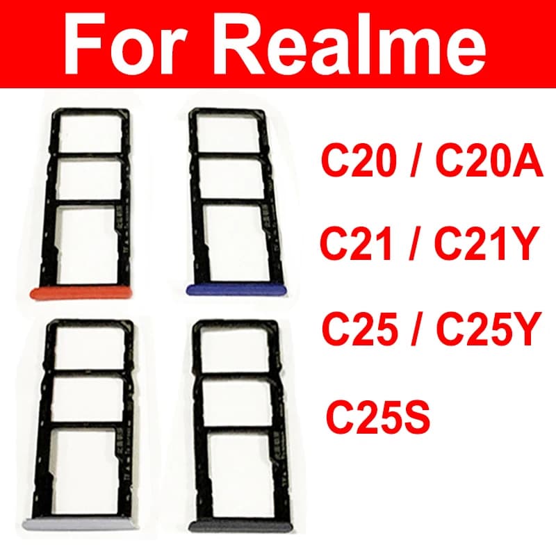 Vassoio della scheda SIM per Realme C20 C20A C21 C25 C21Y C25Y C25S Doppio slot per scheda SIM Vassoio Adattatore del supporto Parti di ricambio