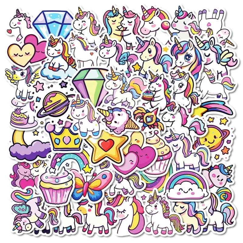 10/30/50PCS Kawaii Love Unicorn PVC Sticker Aesthetic DIY Korean Decoration Scrapbooking Hand Accounting Supplies