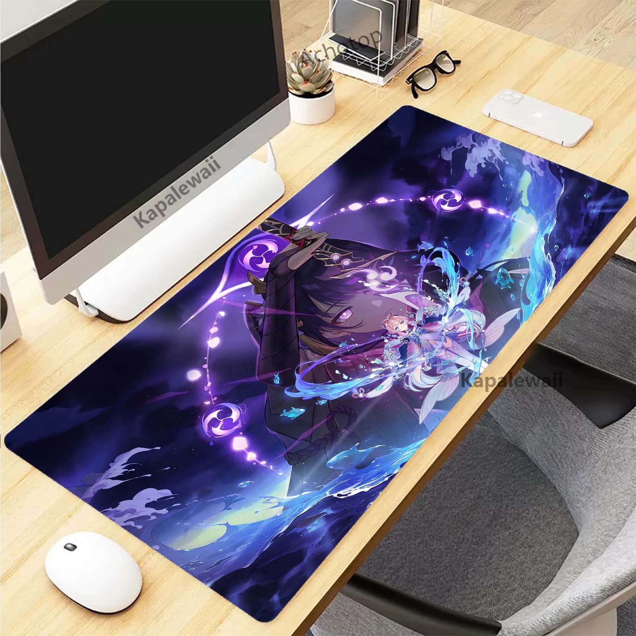 Genshin Impact Anime Girl Large Gaming Mousepad Gamer Speed Keyboard Pad tappeto per Laptop tappetino per Mouse grande per Gamer tappeto 90x40cm