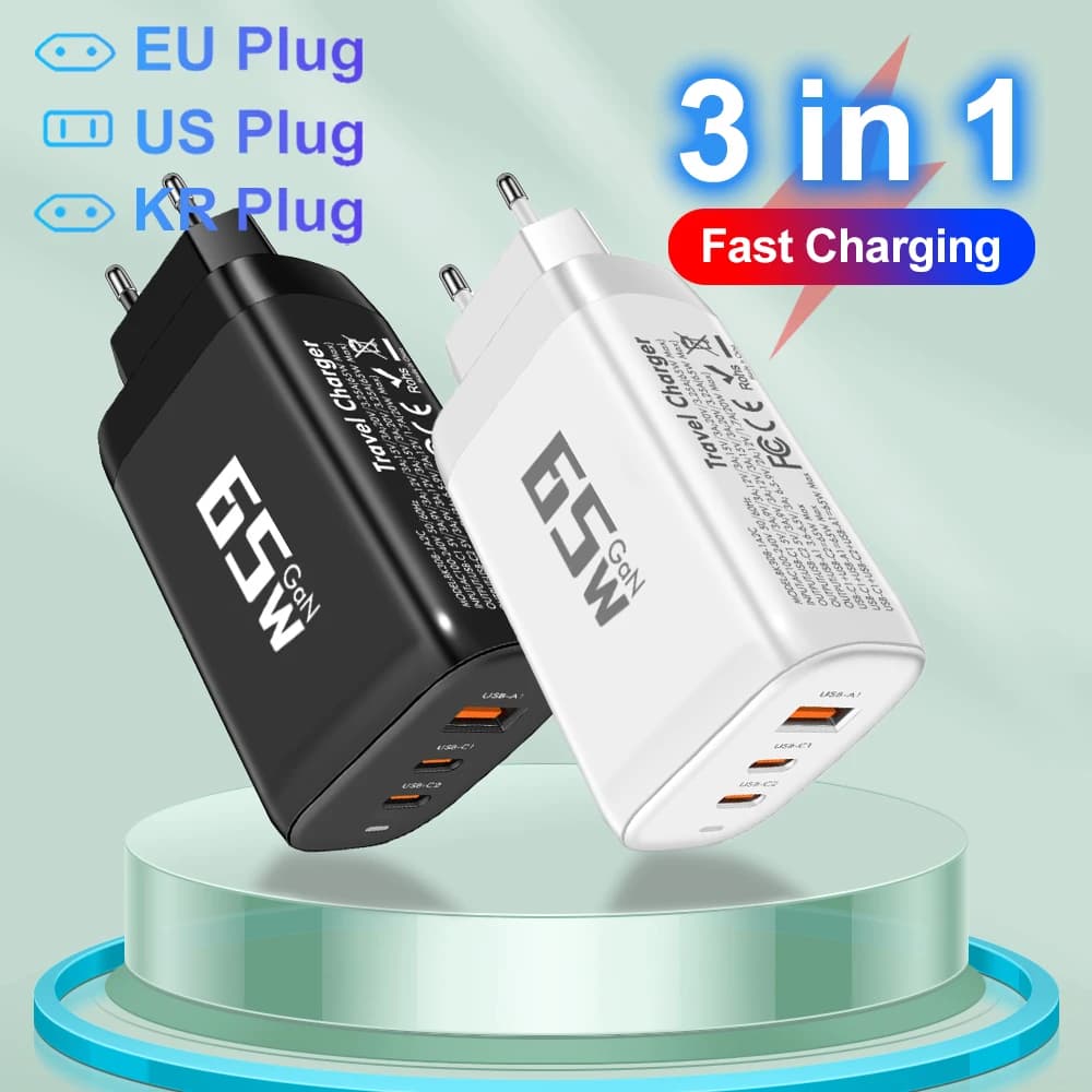 Caricatore USB tipo C GaN da 65 W per PPS 45 W 25 W ricarica rapida per telefono Samsung Xiaomi Realme mobile iPhone15 14 13 Pro