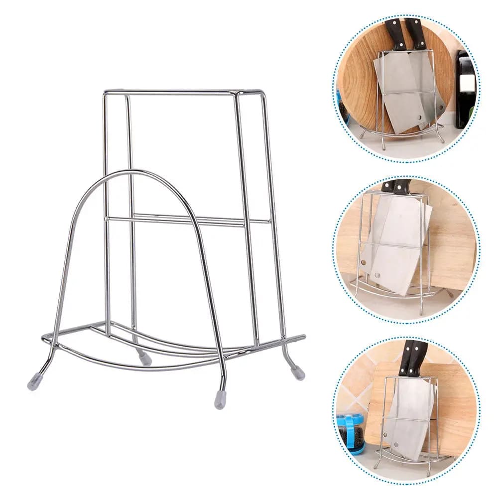 Heavy Duty Stainless Steel Cutting Board Rack Organizer for Cabinets Holds Saucepan Lids Plates Baking Sheets Tall Storage