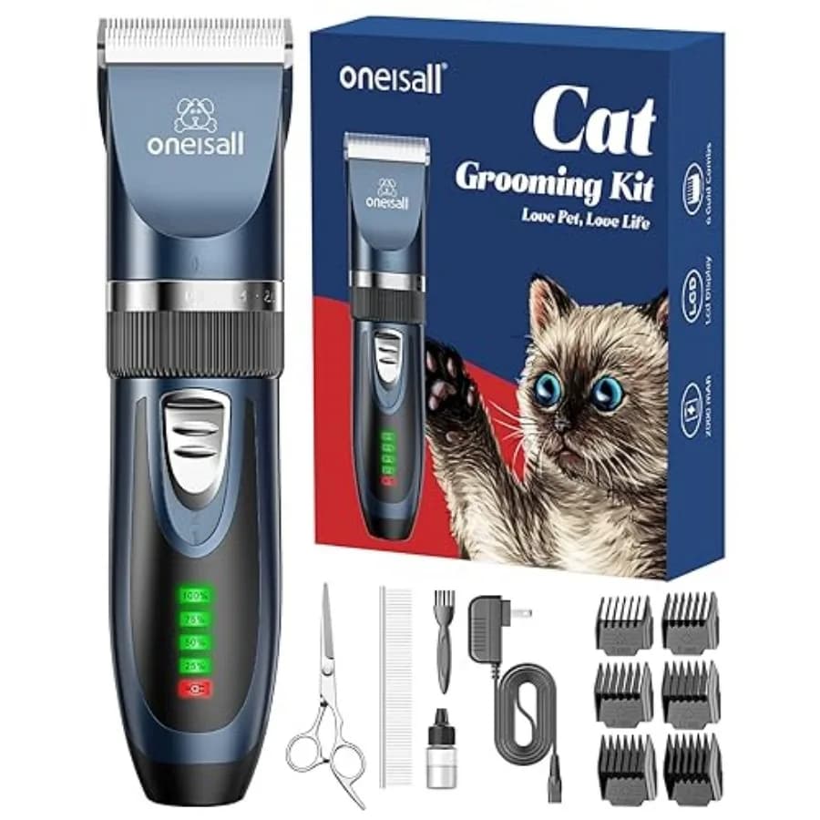 Quiet Cat Clippers for Matted and Long Hair, 2-Speed Cordless Pet Shaver Grooming Kit for Cats, Small Dogs and Animals Blue