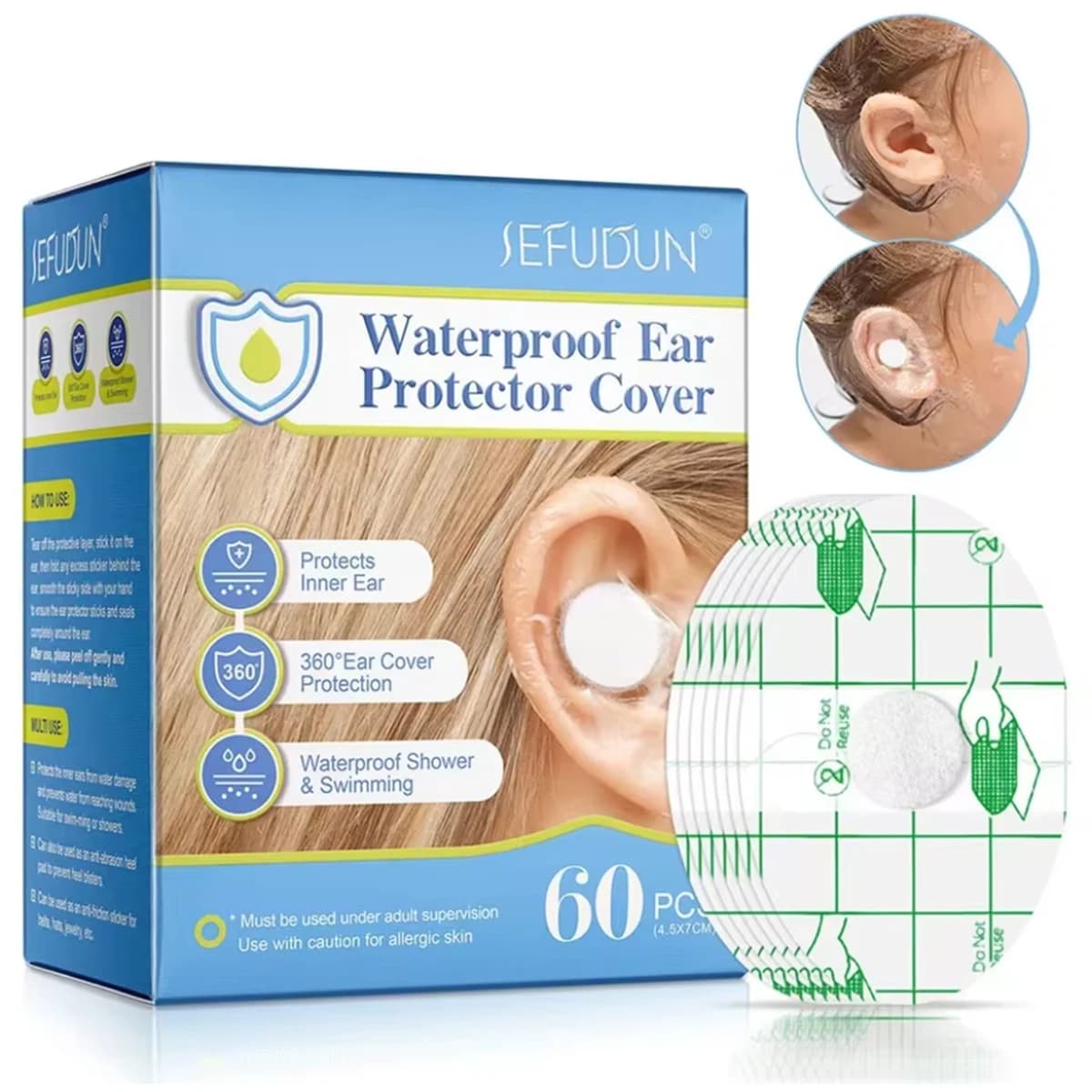 Protections for Small and Large Plastic Waterproof Earrings for Children and Adults, U.S. Swimwear and Throw, Wall decals for Swimming Earrings