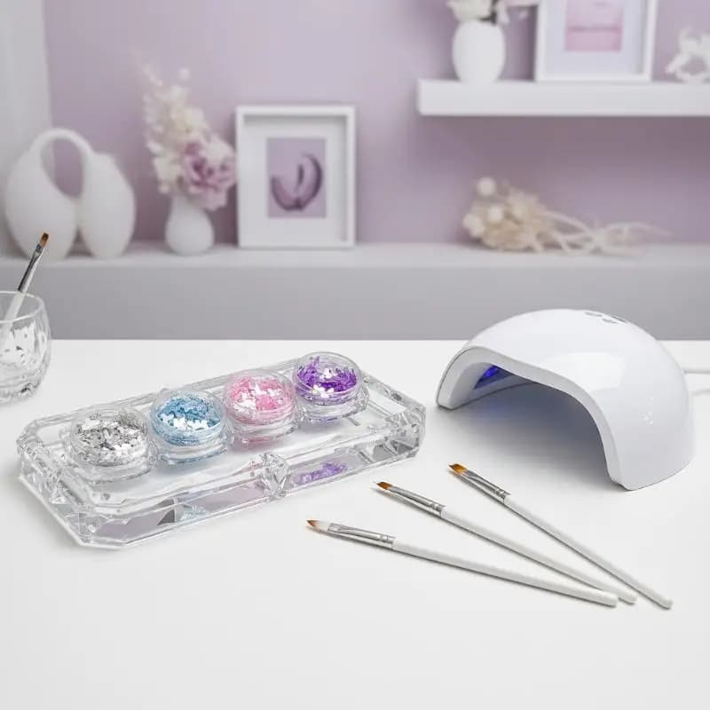2 Pieces Nail Decorations with Butterfly and Star Shape Laser Sequins, Glittered Powder, Accessories for Fai-da- Manicure ♪
