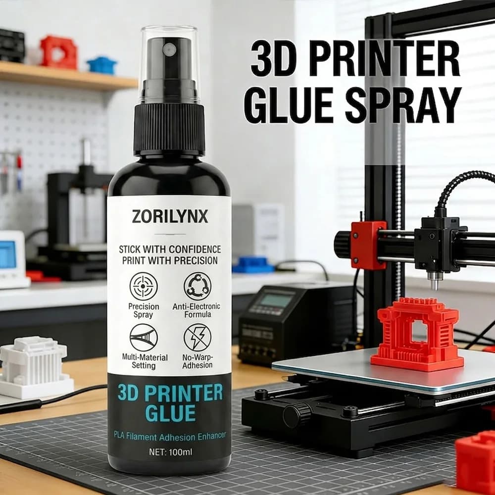 Spray Adesivo per Stampante 3D 100ML, Miglioratore di Adesione Anti-Deformazione per Filamenti PLA PETG TPU, Spray per Piattaforma Riscaldata ZORILYNX