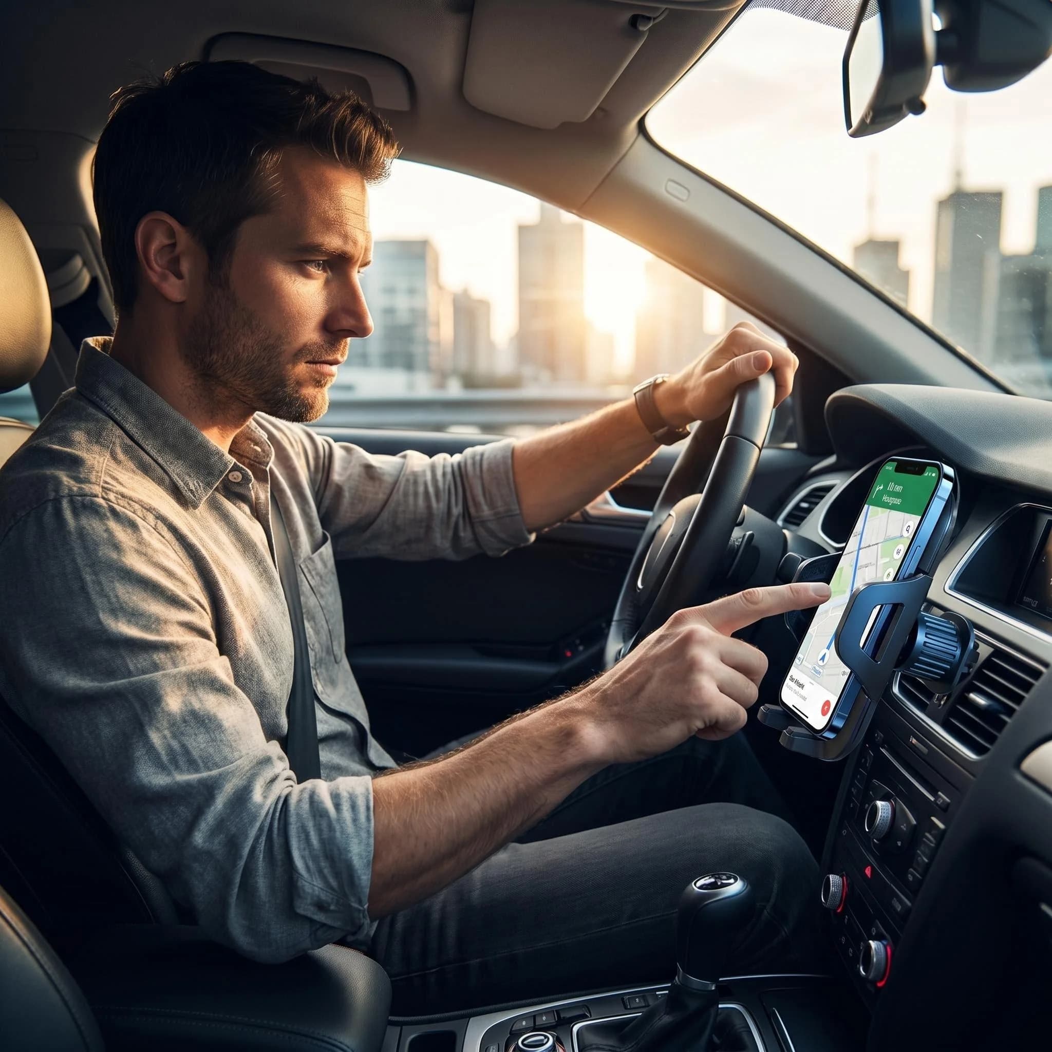 Supporto per Telefono da Auto con Motivo in Fibra di Carbonio, Design Stabile a Doppio Blocco, Antiscivolo per Navigazione e Guida Sicura