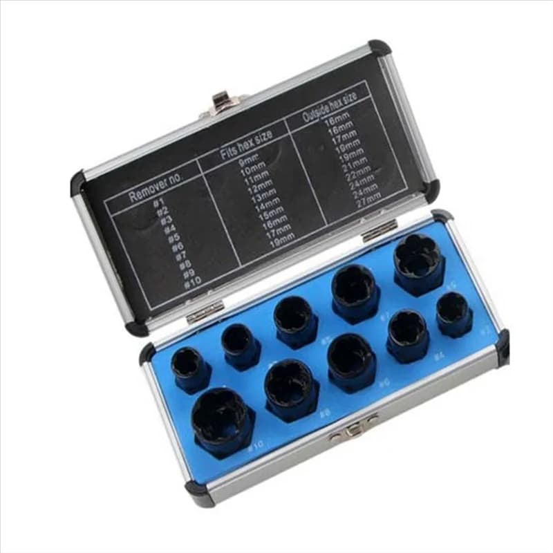 10-Piece Nut Removal Nut Damage Bolt Extractor Hexagon Nut Removal Tool Set High Durable Easy To Use-New