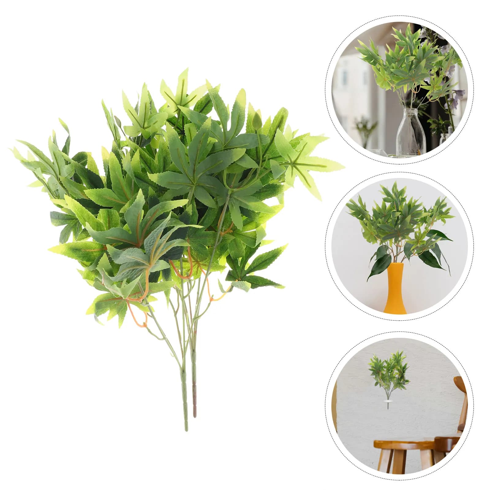 2Pcs Realistic Fake Maple Leaf Plant Lifelike Artificial Foliage for DIY Flower Arrangement Home Office Garden Decor Holiday