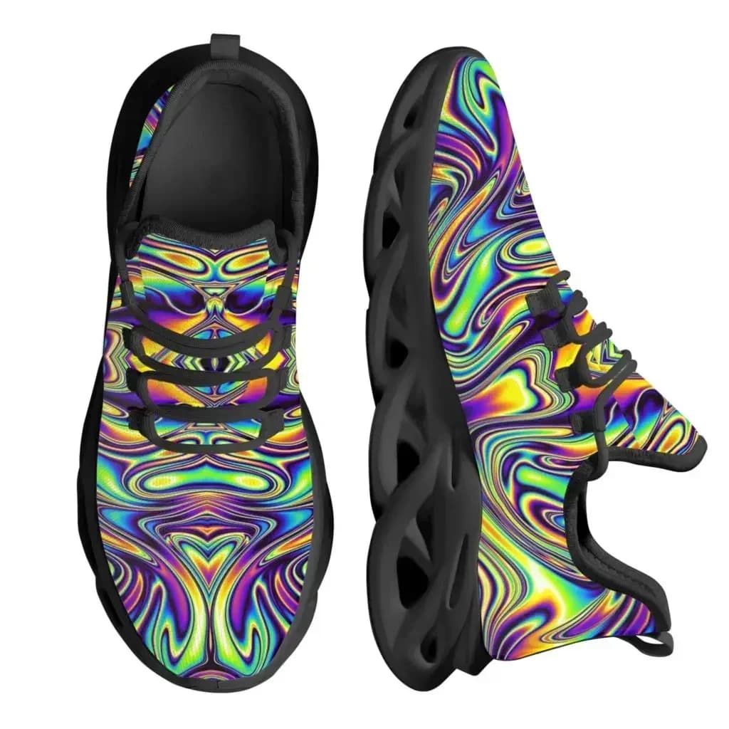 Fashion Trippy Colorful Mesh Breathable Outdoor Shoes Comfortable Casual Shoes Spring Running Shoes Soft Flat Shoe