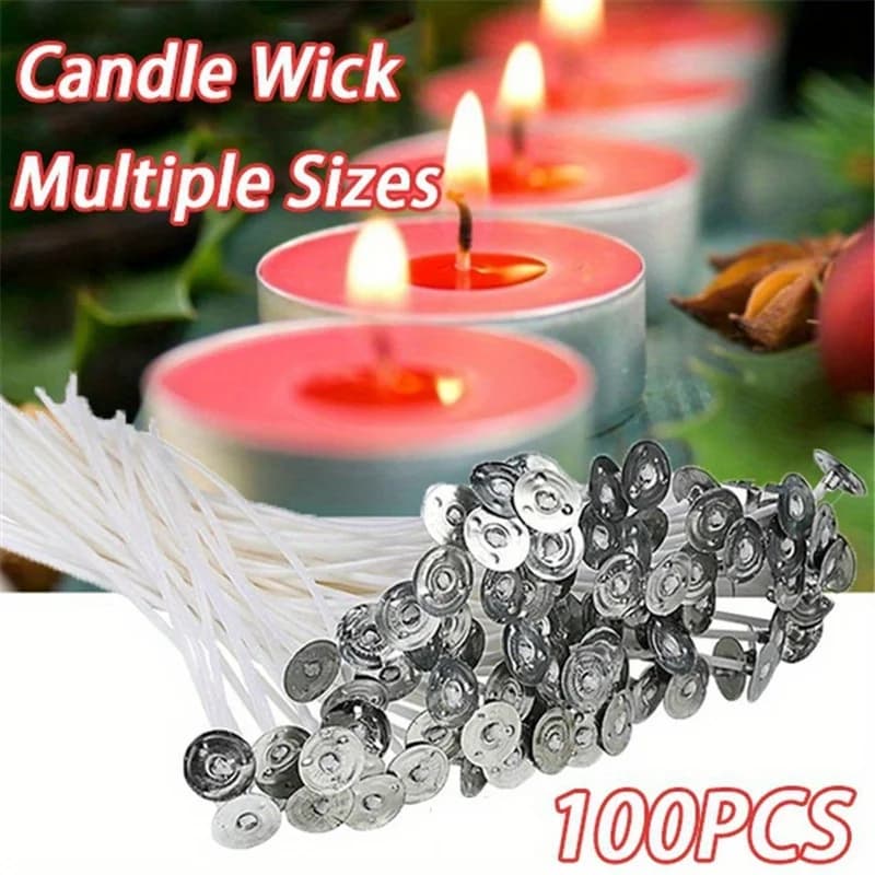 100Pcs Functional Smokeless Candle Wicks - Large Wicks for Soy Wax Candles Making Supplies for Pillar Candle Making and DIY