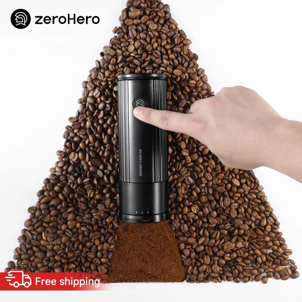 zeroHero Compact Electric Coffee Grinder 35mm Conical Burr 18g Bean Chamber USB C Charging Auto Stop Mini Mill for Travel Office