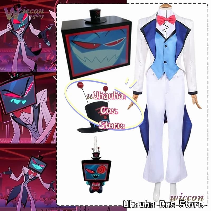 Hotel Bianco Uniforme Copricapo Set of accessories Role game Anime VOX H-azbin2 Cosplay costume Unisex dress Halloween carnival dress