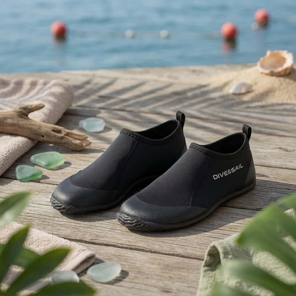 Dive Boots with Rubber Sole Anti-Skid Dive Boots Neoprene Booties Snug Water Socks Soft for Divers, Snorkeling, Surfing