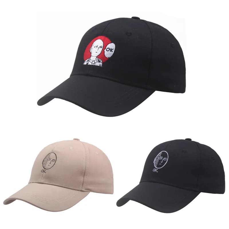 Anime Cartoon One Punch Man Saitama Cappello da baseball Ricamato Accessori unisex regolabili OK Cap Cappelli da esterno Festa