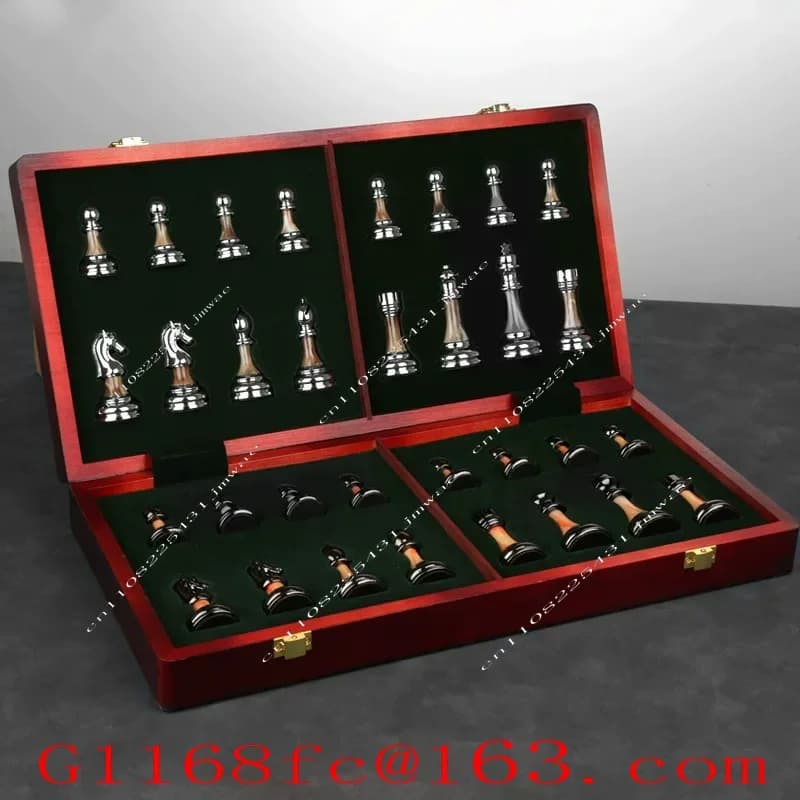 International Chess High End Gift Box Set Solid Wood Folding Chessboard Imitation Jade Chess Pieces