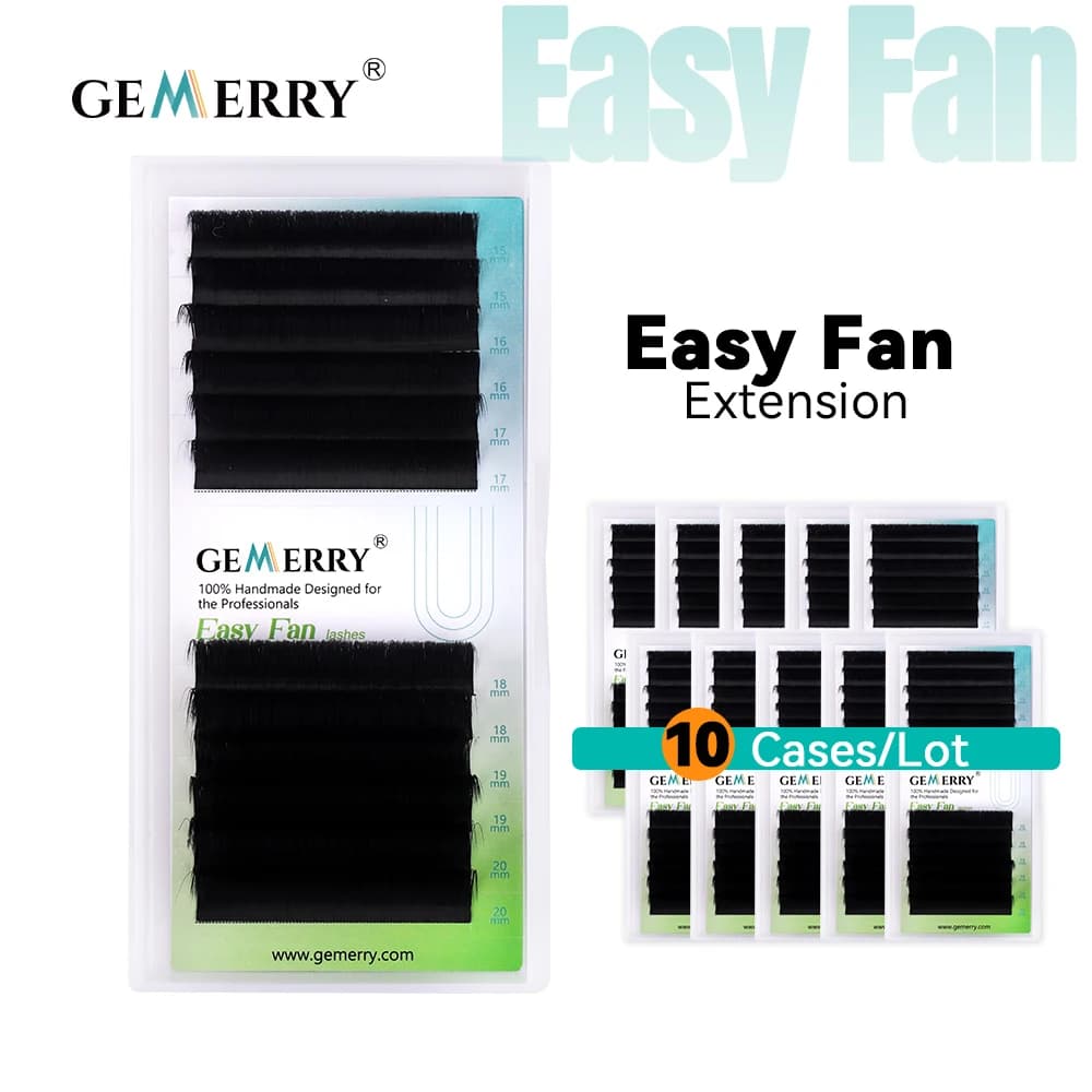 GEMERRY 10 Pezzi Ciglia a Ventaglio Premade Easy Fan per Extension Ciglia con Bundle Volume Fan Curl C/D Nere 0.07
