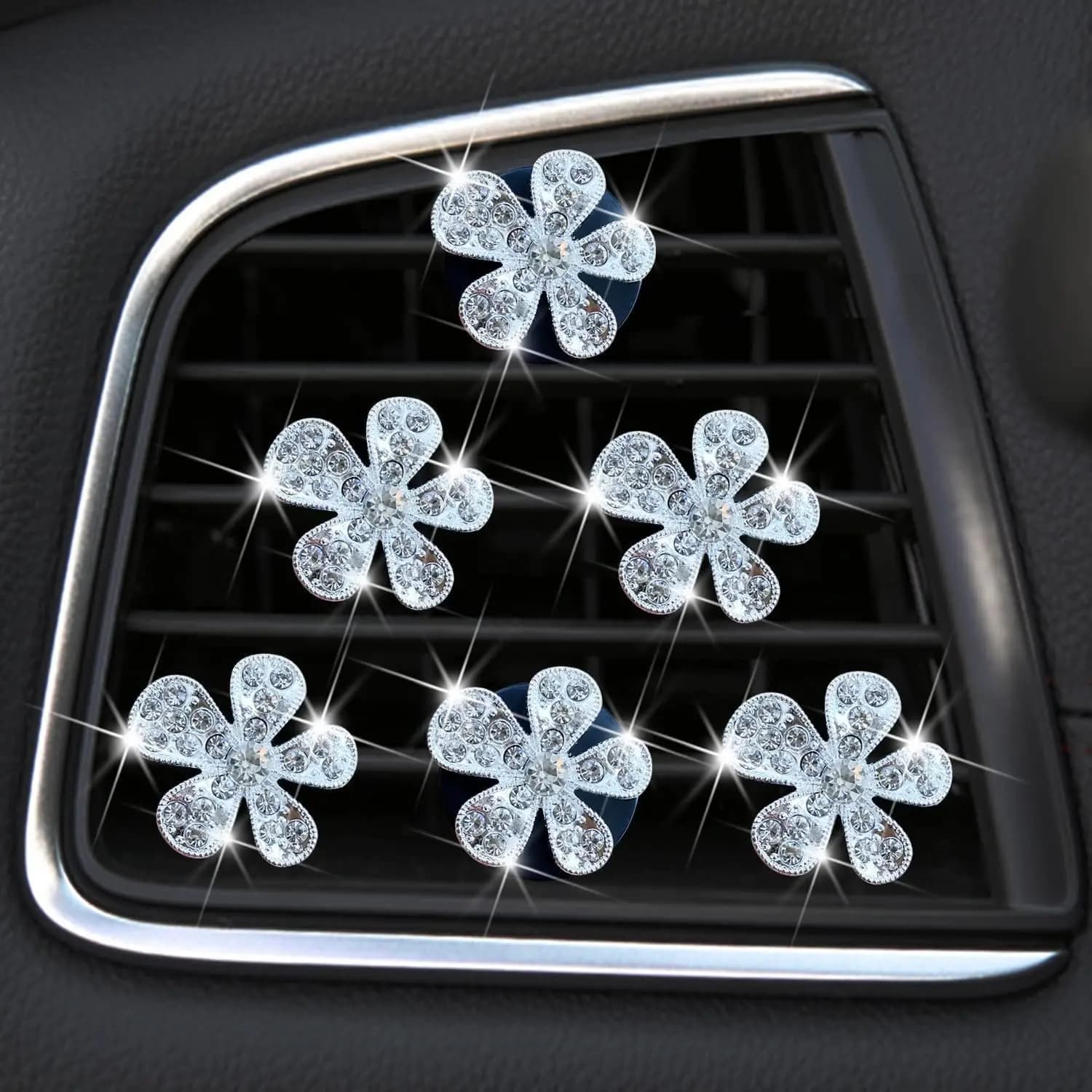 Nuovo profumo per deodorante per auto a forma di fiore a cinque petali, profumo per porta di scarico dell'aria condizionata per auto mescolato con decorazione per auto