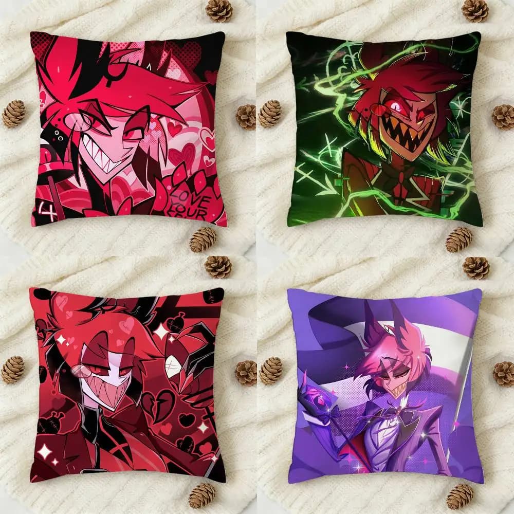 Alastor H-Hazbin H-Hotel Fodera per cuscino decorativa quadrata stampata su entrambi i lati per divano, soggiorno, decorazioni per la casa