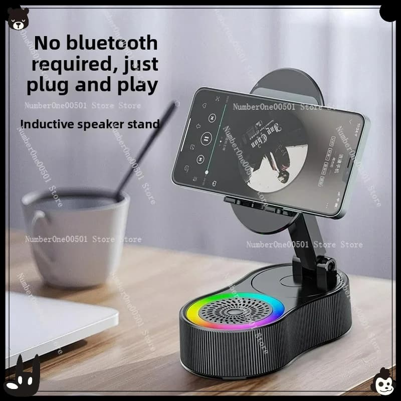 Porta cellulare a induzione, power bank, altoparlante Bluetooth, stereo desktop live stream