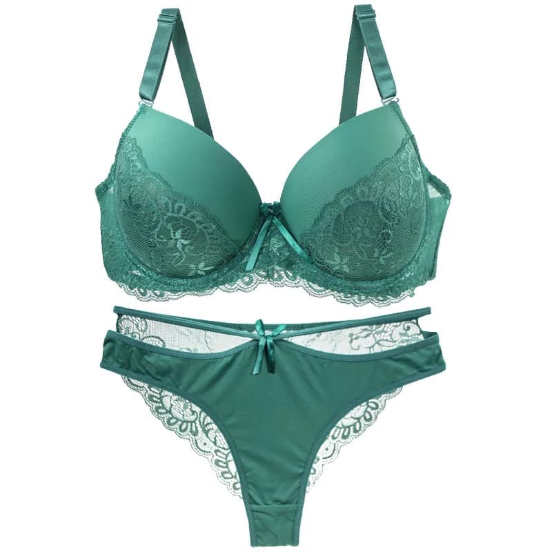 DaiNaFang Set reggiseni sexy Verde Nero Beige Rosso Bianco Viola Biancheria intima floreale con fiocco in pizzo per donna Lingerie taglie forti