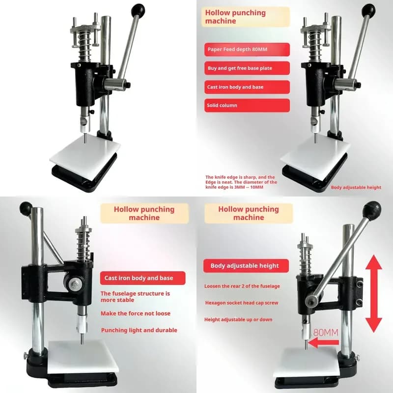 Round Drill Hole Punching Machine for Plastic Bag Paper Leather Card Films-for Fruit Courier Food Packaging Bags
