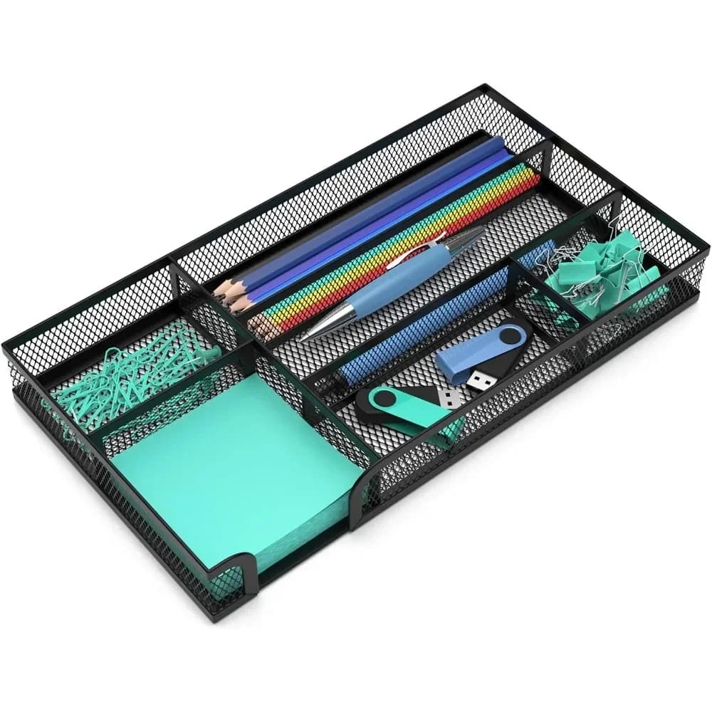 Organizzatore per cassetti, piccolo organizer da tavolo divisorio in rete metallica, organizer per penne, cassetto da scrivania, vassoio, scatola, accessori da scrivania, bagno