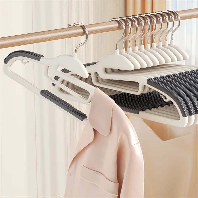 10 Pieces Multifunctional Grey Clothes Hanger for Home Use, Suitable for Wet and Dry Clothes, Anti-slip for Bedroom and Wardrobe