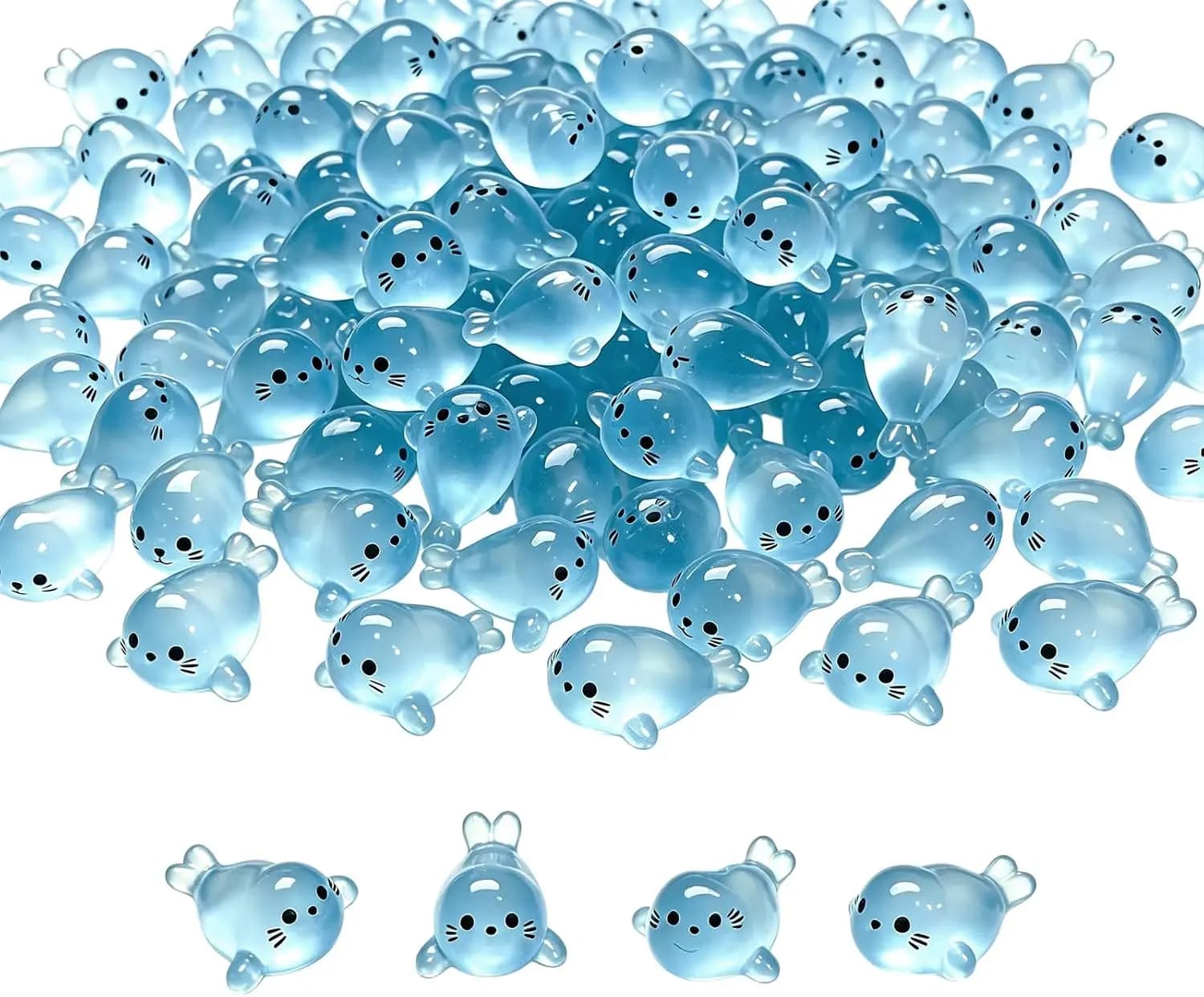 30 Resin Glowing Miniature Animal Statues Of Seals Shining Decorations In The Dark DIY Cake Surface Decoration With Seal Statues