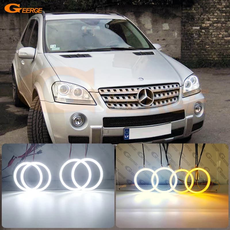 Per Mercedes Benz Classe M W164 ML 2005 - 2011 Ultra Luminoso A/W Switchback Luce diurna Indicatori di direzione LED Angel Eyes Kit Halo Anelli