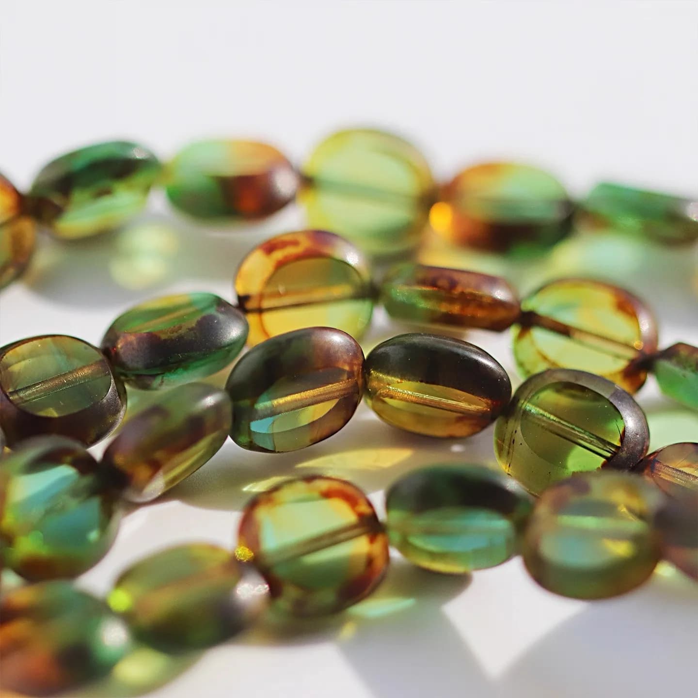 15pcs 10*8mm Handmade glass beads DIY necklace, bracelet, earrings, hair accessories, keychains.