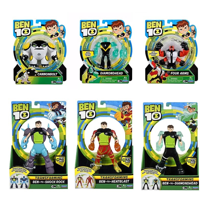 Genuino Ben 10 Action Figure Power up Quattro Braccia Ben Tennyson Grigio Matter Power up Diamondhead Power up Quattro Braccia Giocattoli per Bambini